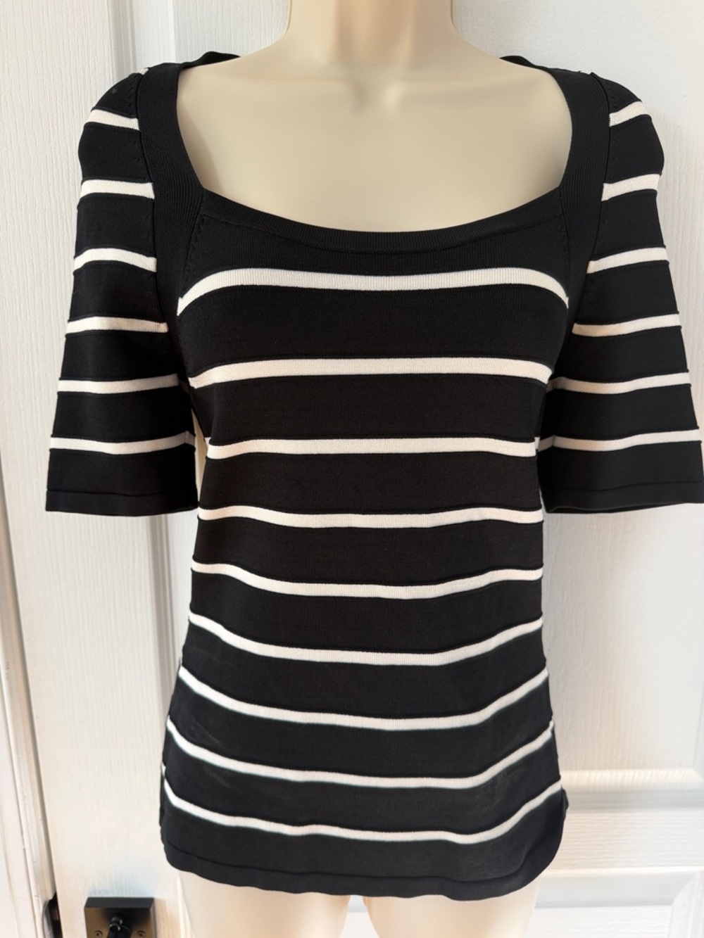 White House Black Market Black & White Striped Knit Top – Size Small